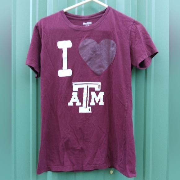 Women's I Love Texas A&M Burgundy T Shirt Size Large I Heart Texas A&M Aggies - Picture 1 of 2